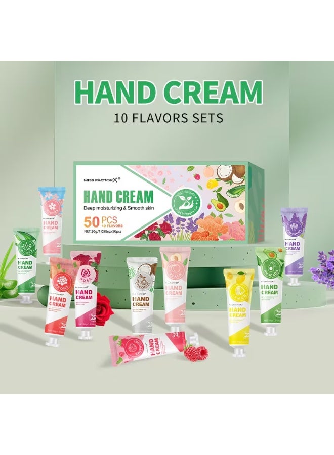 MISS FACTOR X 50pcs Hand Cream Gift Set – 10 Fragrances Mini Moisturizing Hand Lotion, Portable Bulk Pack for Party, Ramadan & Events - Image 2